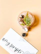 load image into gallery viewer, dried floral with shimmer badge reel