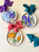 load image into gallery viewer, purple with green dried floral ornament