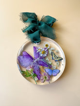 load image into gallery viewer, purple with green dried floral ornament
