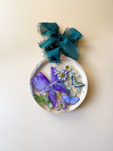 load image into gallery viewer, purple with green dried floral ornament
