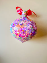 load image into gallery viewer, hand painted ceramic ornament, neon glitter bomb
