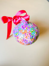 load image into gallery viewer, hand painted ceramic ornament, neon glitter bomb
