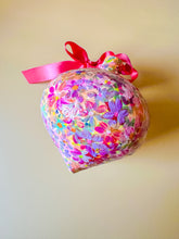 load image into gallery viewer, hand painted ceramic ornament, neon glitter bomb
