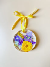 load image into gallery viewer, purple and yellow dried floral ornament
